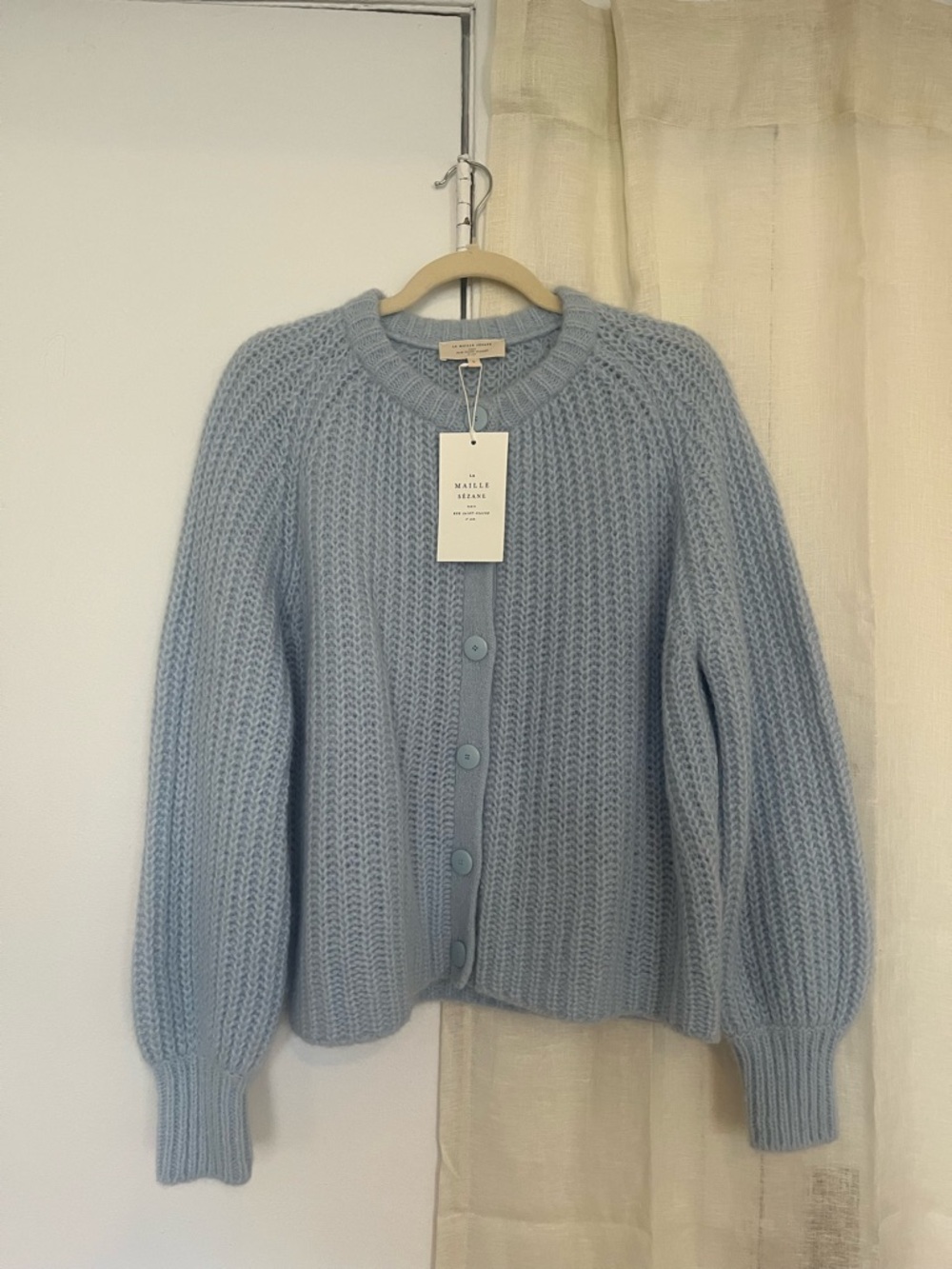 NWT Sezane Emile Cardigan Sky Blue